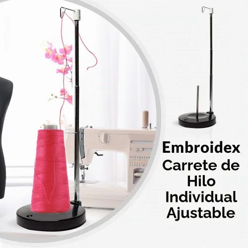 Vista 6 de Soporte ajustable para carrete de hilo único – Soporte independiente para hilo de bordado, costura o acolchado – Base de plástico pesado para una
