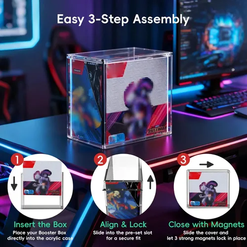 Vista 4 de PKMN Booster Box - Estuche protector de acrílico (1 unidad), caja de exhibición de acrílico transparente ultra gruesa de 6/0.315 in con ranura