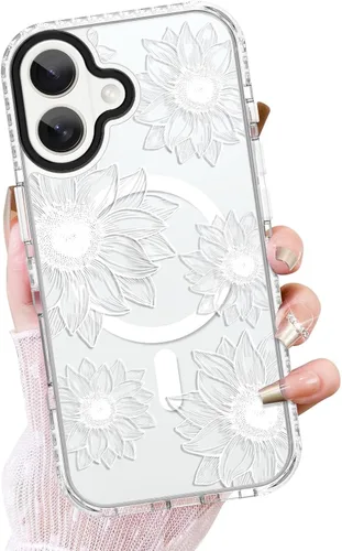 Vista 48 de OOK Funda magnética transparente para iPhone 17, lindo encaje floral negro Encaje Negro Floral