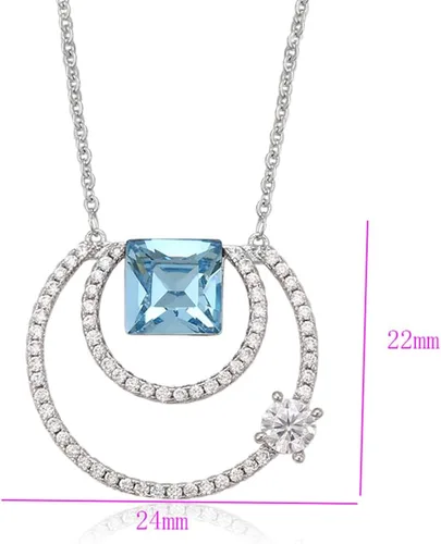 Vista 2 de XUPING Collar de cristal azul con colgante de piedra natal, collar brillante de cristal para mujeres y niñas, regalo de joyería de fiesta