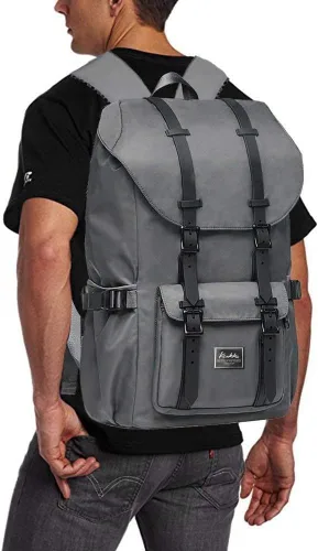 Vista 5 de KAUKKO Mochila, Negro, Verde Ejército, Caqui, Talla única, Gris (E5-3)), Grande