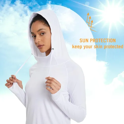 Vista 4 de BALEAF Womens UPF 50 Long Sleeve Hoodie Shirts Sun Protection SPF Hiking Fishing Lightweight Thumbholes Shirt