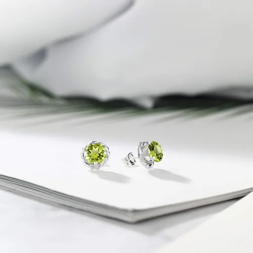 Vista 221 de Gem Stone King Aretes de plata de ley 925 de 0.236 in con piedra natal redonda para mujer