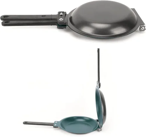 Vista 2 de Sartén para hornear, sartén plegable de acero de doble cara, sartén antiadherente para panqueques para estufa de gas, cocina de inducción