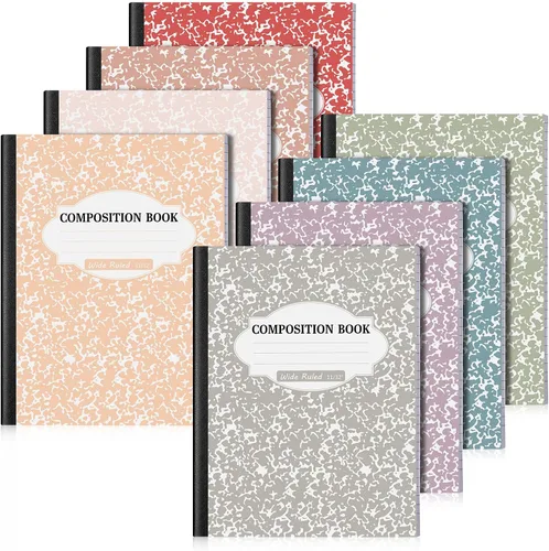 Vista 9 de Colarr Paquete de 8 cuadernos de composición de 9.75 x 7.5 pulgadas de ancho, libros de composición de papel de mármol a rayas de varios