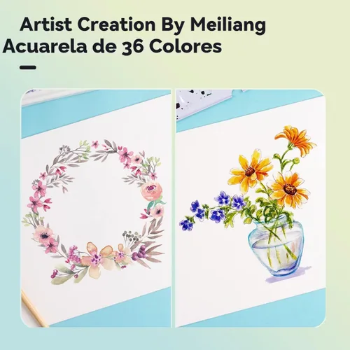 Vista 7 de Juego de acuarelas MeiLiang, 36 colores vívidos en caja de bolsillo con anillo de metal y pincel de acuarela, perfecto para estudiantes