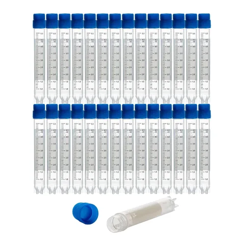 Vista 13 de Tubos de viales criogénicos de PP de 0.1 fl oz, rosca externa, sin código de barras, viales de plástico estériles con tapa de sellado estupenda
