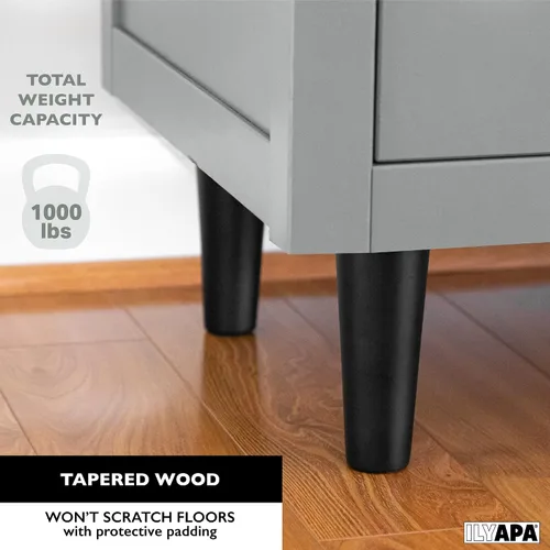 Vista 5 de Ilyapa Pies de madera para muebles, juego de 4 muebles cónicos de repuesto de madera negra de 6 pulgadas, patas de mesa auxiliar para sofás, sillas