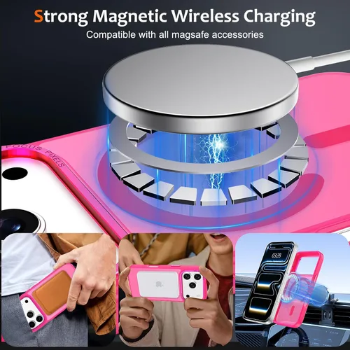 Vista 662 de Anuck - Funda magnética para iPhone 11 compatible con MagSafe, carcasa trasera mate translúcida dura, borde de TPU, delgada, resistente a impactos