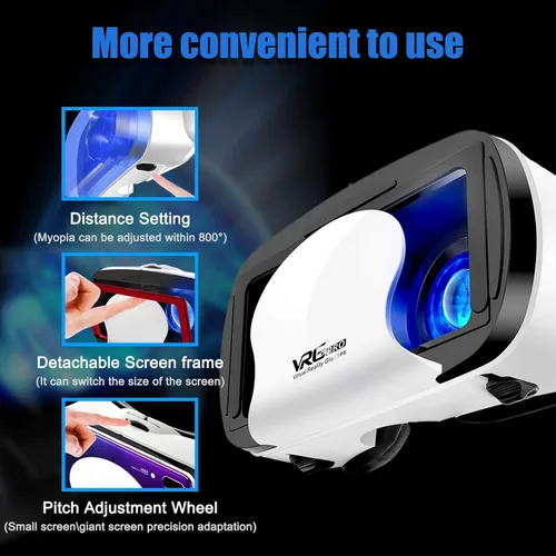 Vista 5 de Vecot Auriculares de realidad virtual de realidad virtual de realidad virtual 3D gafas de realidad virtual Incl (blanco)