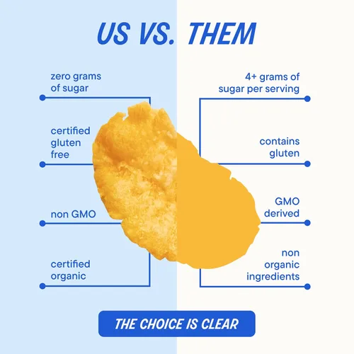 Vista 5 de The Real Cereal Company, Cereales orgánicos de maíz en hojuelas, paquete de 3, cero azúcar, sin gluten, sin OMG, fabricado en Estados Unidos