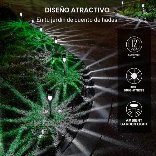 Vista 4 de Luces solares impermeables para exteriores, luces solares de jardín, color Blanco frío