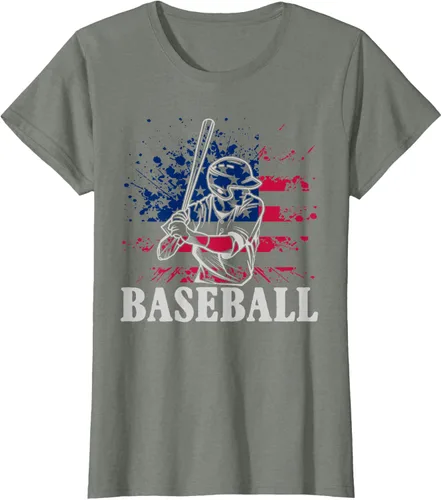 Vista 17 de Camiseta de béisbol deportiva estadounidense con bandera estadounidense, Negro, S