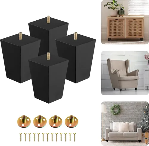 Vista 15 de Yes4All Juego de 4 Patas de Muebles de Madera Redondas de 4 Pulgadas - Pies de Repuesto de Madera para Sofá, Cama, Banco - Patas Cónicas Ajustables