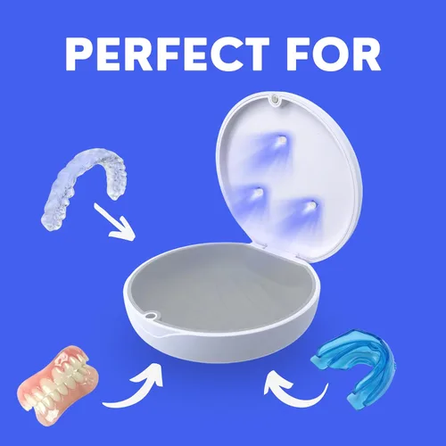 Vista 8 de Estuche de retención UV para Invisalign, alineadores, aparatos dentales, protector bucal, dentaduras postizas y protector nocturno - Estuche