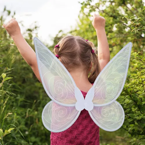 Vista 5 de Little World Alas de hada alas de mariposa para niñas disfraces de princesa con alas de ángel brillantes para niños y mujeres vestido de fiesta