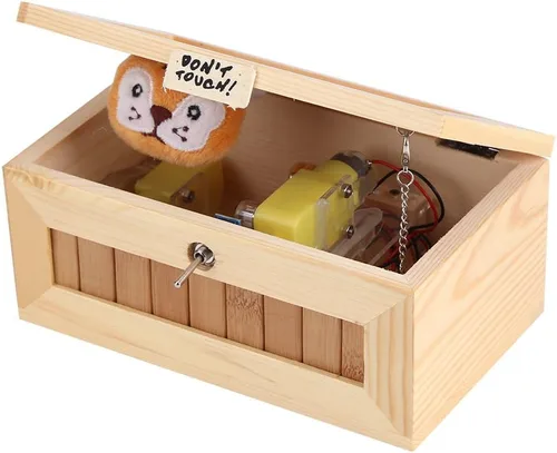 Vista 7 de Cryfokt Dont Touch - Caja de madera electrónica USB para ahorrar dinero, divertida e interactiva, juguete para aliviar el estrés, decoración