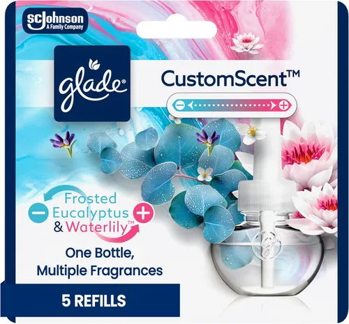 Vista 8 de Glade PlugIns Refills with CustomScent Technology, Eucalyptus & Waterlily, 1 Warmer + 2 Refills