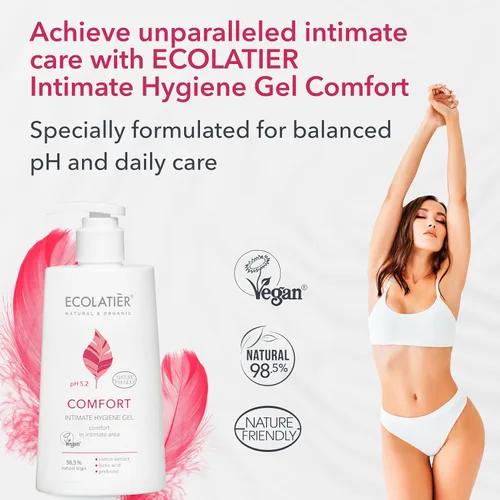 Vista 2 de Comodidad de lavado femenino con extracto de algodón, 98.5% natural, vegano, pH 5.2 lavado femenino equilibrado para mujeres, lavado íntimo diario