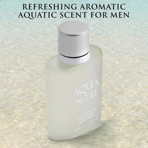 Vista 3 de Aqua No 10 Eau De Toilette para hombre, fragancia cítrica y marina, notas superiores de lima, limón, bergamota, jazmín, naranja y neroli - Notas