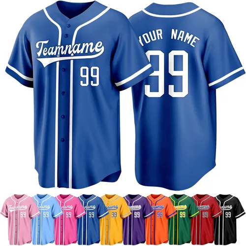 Vista 8 de Custom Baseball Jersey Personalized Short Sleeve Team Sport Uniform Baseball Shirt for Men Women Youth Boy