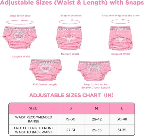 Vista 6 de Littleforbig Funda de pañal para adultos de tela impermeable reutilizable lavable ajustable - Blushing Baby S
