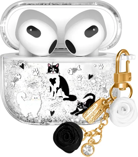Vista 41 de para Airpods de 2ª/1ª Generación - Estuche Quicksand Liquid Kawaii Lindo Mujer Niña Mujeres Chispeante Brillante Bling Resplandor Adorable Elegante