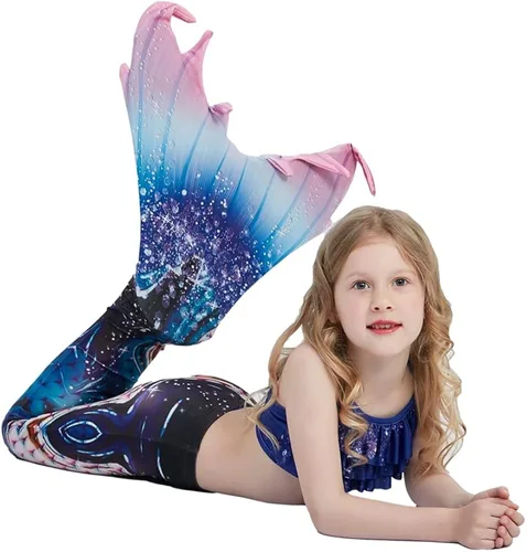 Vista 4 de Conjunto de traje de baño con cola de sirena para niñas, traje de baño de princesa