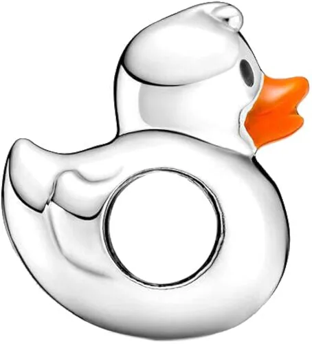 Vista 3 de Bellestory Abalorio de plata de ley 925 con diseño de pato de goma pulida para pulsera europea