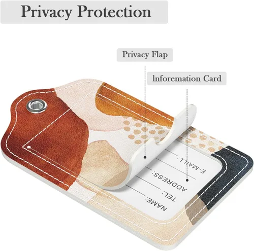 Vista 3 de Etiquetas de equipaje para maleta, paquete de 2 etiquetas de viaje de cuero sintético para equipaje de crucero con solapa de privacidad, etiqueta
