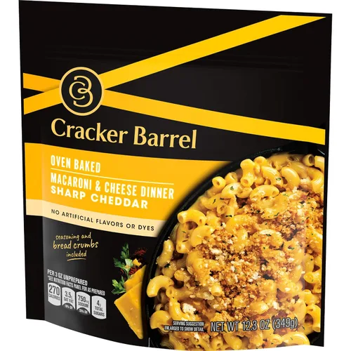 Vista 5 de Cracker Barrel Sharp Cheddar - Cena de macarrones y queso horneados al horno (paquete de 5 unidades, bolsas de 12.3 onzas)