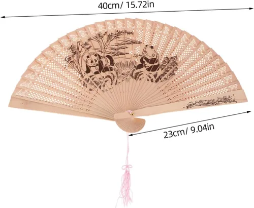 Vista 2 de COHEALI Abanicos de mano para bodas, abanicos de sándalo chino, regalos para mujer, sándalo, fiesta, mano, ventilador plegable de madera, ventilador