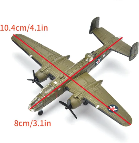 Vista 2 de DAGIJIRD Modelo de avión de aleación de simulación 1:200 Aleación WWII US B-25 Mitchell Bomber Avión