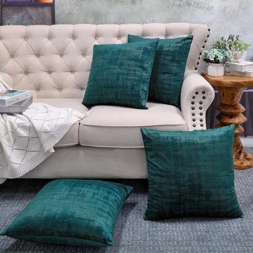 Vista 21 de Home Soft Things Juego de 2 fundas de almohada de terciopelo texturizado, 14 x 26 pulgadas, color verde azulado profundo, fundas decorativas