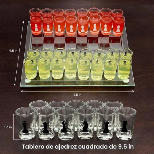 Vista 5 de Juego de ajedrez con vasos de chupito