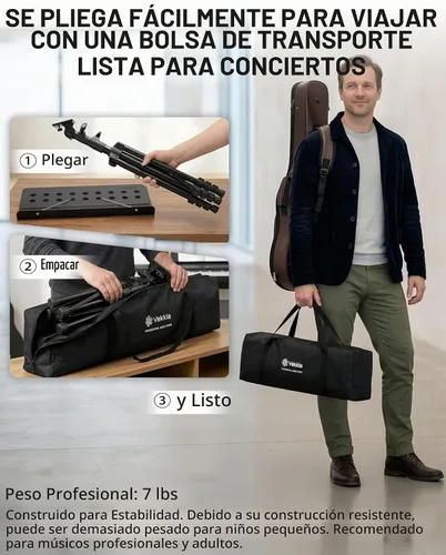 Vista 4 de Vekkia Soporte de partituras perforado portátil profesional de metal