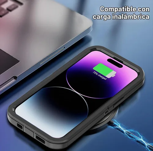 Vista 5 de Funda para iPhone 14 Pro Max con 2 protectores de pantalla, resistente de servicio pesado a prueba de golpes, protección contra caídas, resistente
