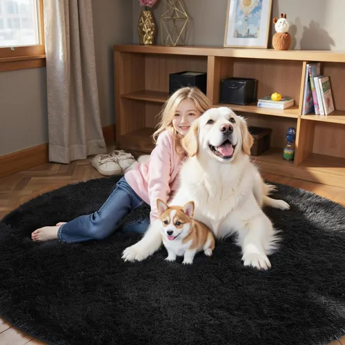 Vista 80 de Alfombras pequeñas de 2 x 3 pies, alfombra negra para dormitorio, alfombra moderna de pelo largo, alfombra pequeña, alfombra de noche esponjosa