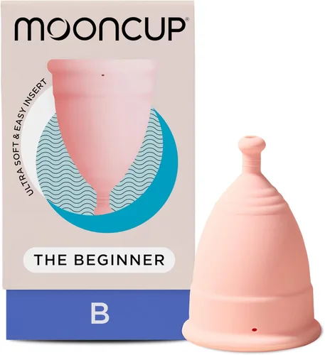 Vista 8 de Mooncup® Copa menstrual para principiantes reutilizable, ultra suave y fácil de insertar, ideal para períodos de flujo pesado, tamaño adolescente