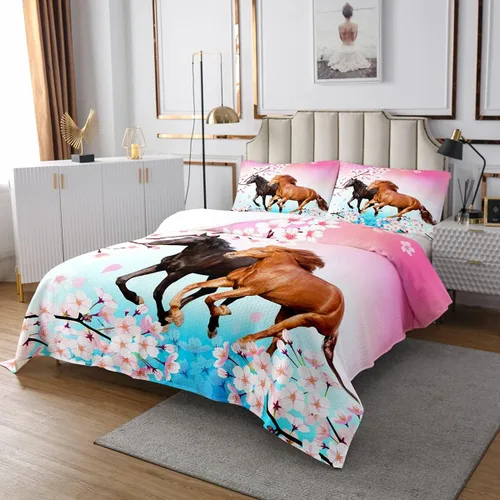 Vista 9 de Feelyou Colchas con estampado de piel de vaca, tamaño King, colcha acolchada de piel de vaca rústica para cabaña y cabaña, juego de colcha con Multi