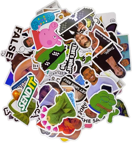 Vista 2 de Paquete de 122 calcomanías de vinilo con memes divertidos, calcomanías de vine para laptop, iPhone, botellas de agua, computadoras y termos