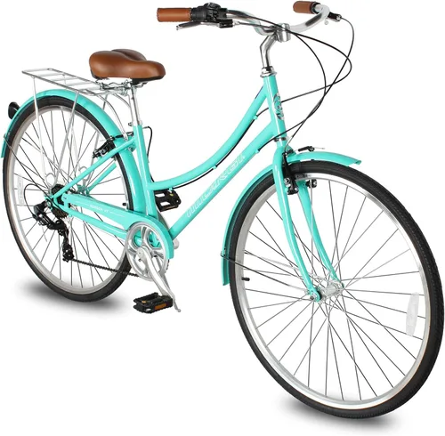 Vista 28 de MICARGI Bicicleta híbrida para adultos de 24/26 pulgadas, bicicleta híbrida de 1/7 velocidades para mujeres, hombres, personas mayores, bicicleta