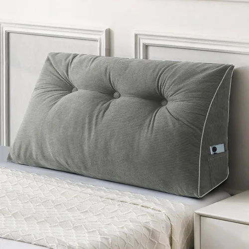 Vista 15 de Sasttie Almohada de Cabecera Queen, Almohada de Cuña de Cabecera para Sentarse en la Cama, Cojín Triangular con Soporte de Respaldo para Leer - Con