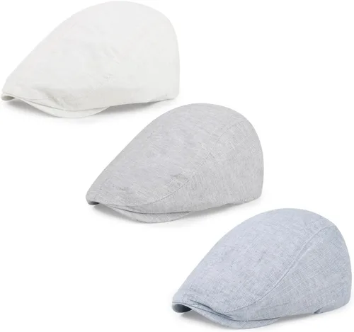 Vista 29 de 3 piezas de gorra Newsboy de algodón para hombre, gorra plana ajustable genial