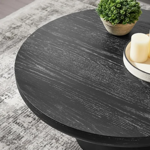 Vista 17 de Mesa auxiliar moderna de madera rústica de 2 niveles, mesas de noche compactas para sala de estar, mesita de noche rectangular minimalista