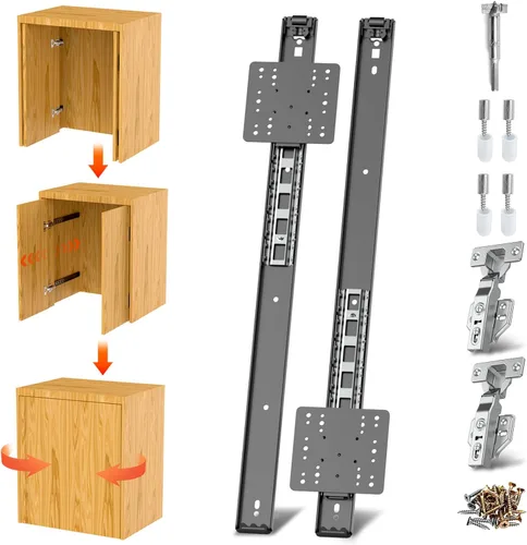 Vista 15 de Rieles para Puertas de Bolsillo, Riel para Puerta de Bolsillo de Gabinete, Bisagra para Puerta de Bolsillo, Herrajes para Riel de Puerta Pivotante