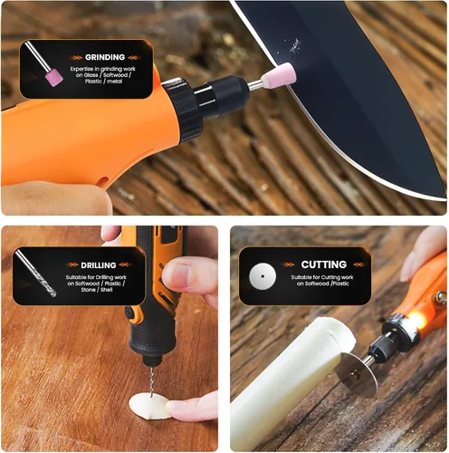 Vista 6 de HARDELL Kit de 69 piezas de accesorios para herramientas rotativas con mandriles de 1.0/1.6/2.3mm para pequeños proyectos de bricolaje, corte