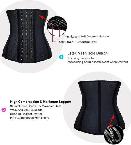 Vista 5 de YIANNA Underbust Corsé deportivo modelador de figura de látex para mujer