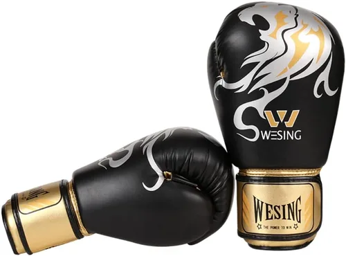 Vista 3 de Wesing - Guantes de boxeo de grado profesional para mujeres y hombres, guantes de entrenamiento de gel para kickboxing, guantes de entrenamiento