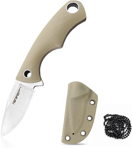 Vista 10 de TONIFE Cuchillo para el cuello, mini cuchillo de supervivencia al aire libre, hoja afilada EDC de alta dureza de 1.7 pulgadas, cuello portátil